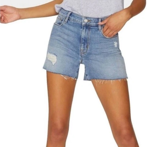 Sanctuary Pants - Sanctuary Light Blue Distressed Jean Shorts